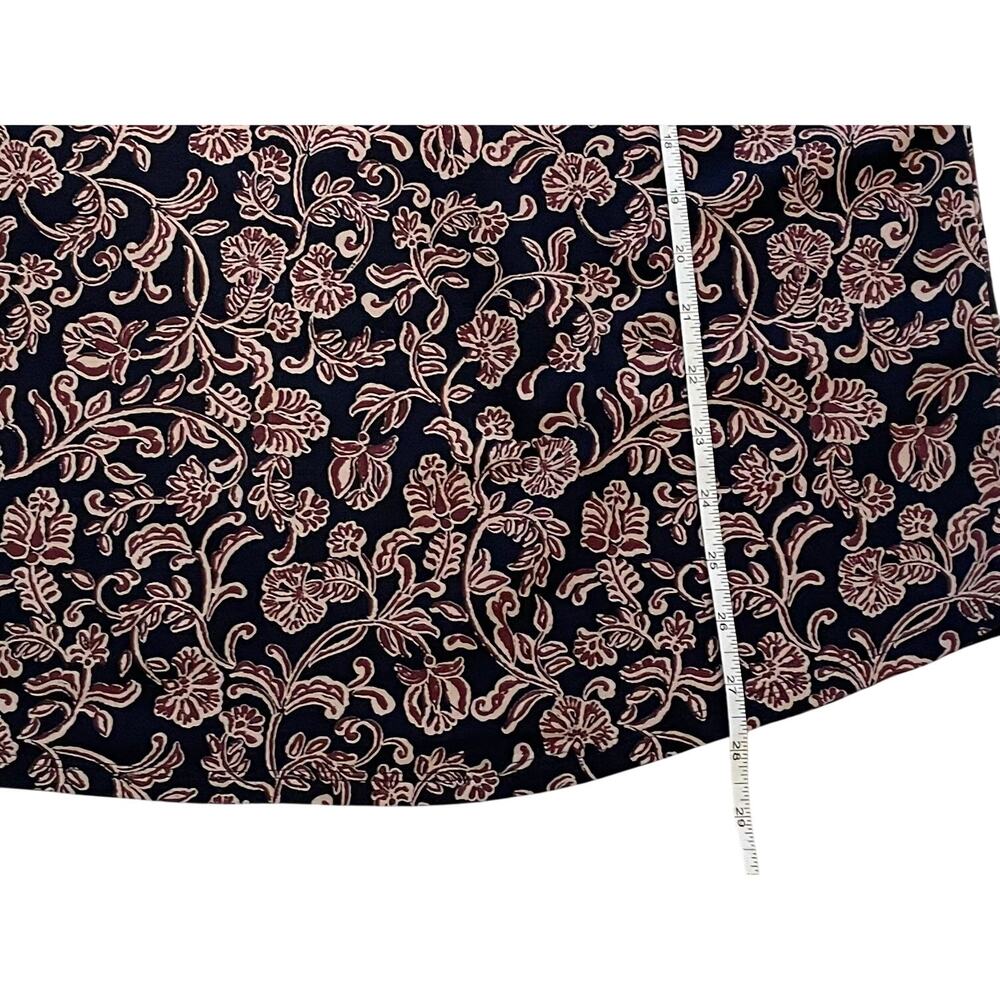 J. Jill Pure Jiil Burgundy Navy Floral Long Sleeve Shirt Tail T-Shirt, Boho, L - Picture 9 of 9
